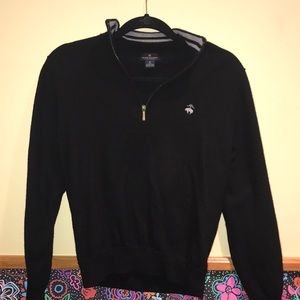 BROOKS BROTHERS KNIT BLACK HALF ZIP